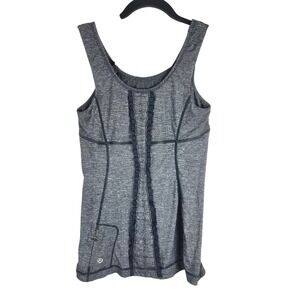Lululemon Run‎ Free Tank Heathered Black Swan Size 4 Running Walking Ruffles